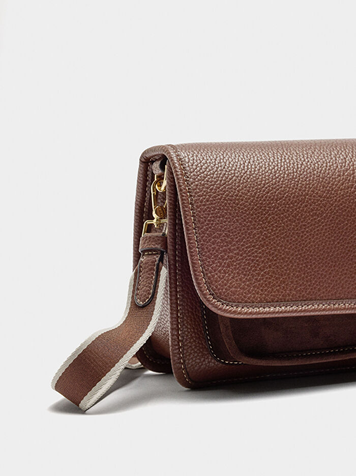 Kapaklı Dokulu Çapraz Çanta