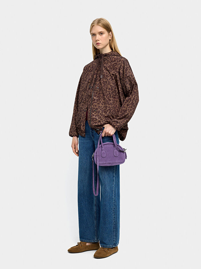 Desenli Kapüşonlu Parka