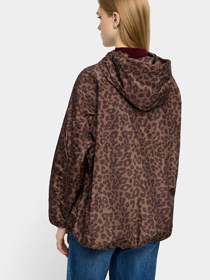 Desenli Kapüşonlu Parka