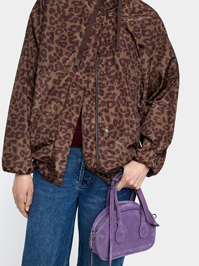 Desenli Kapüşonlu Parka