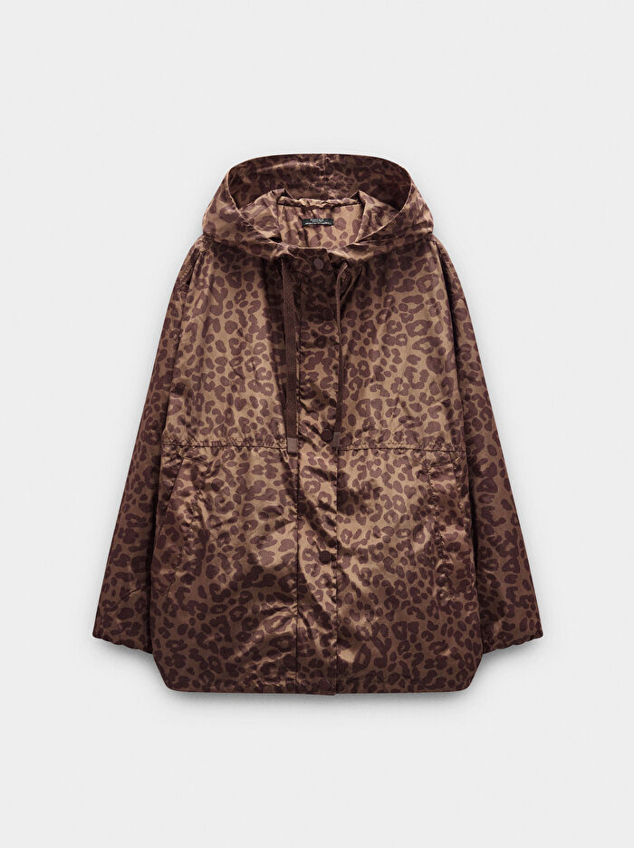 Desenli Kapüşonlu Parka