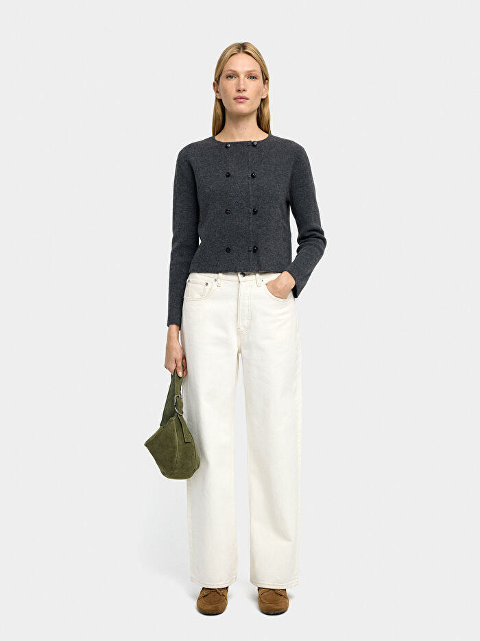 Çift Düğmeli Örme Hırka