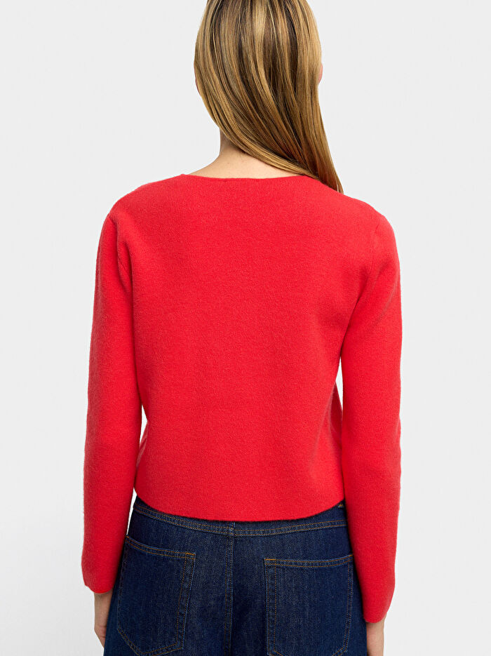 Çift Düğmeli Örme Hırka