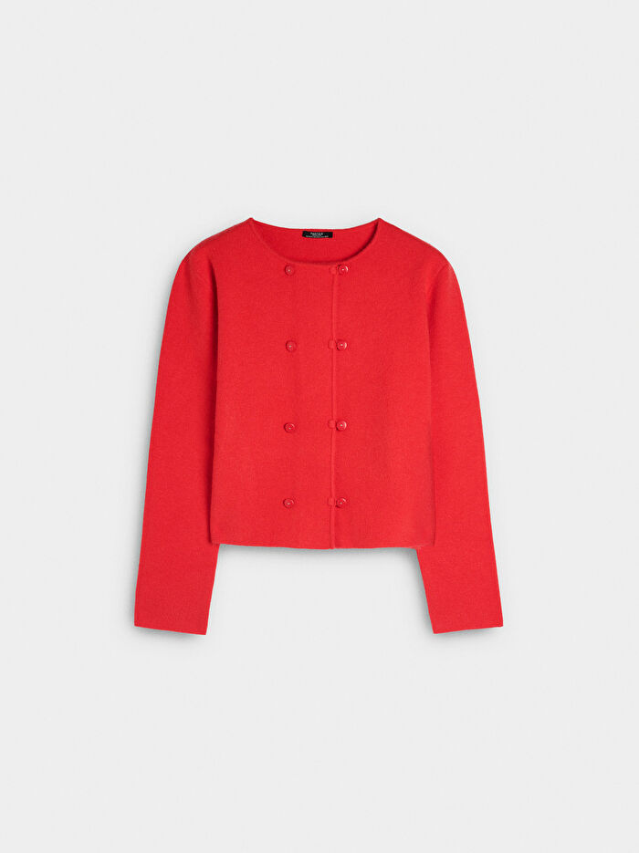 Çift Düğmeli Örme Hırka