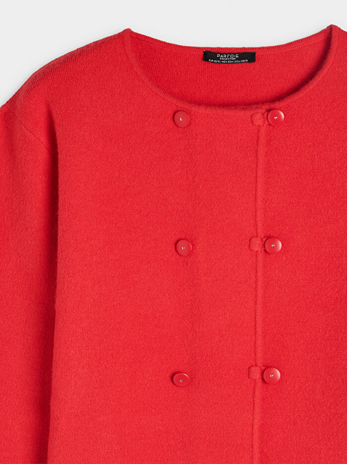 Çift Düğmeli Örme Hırka