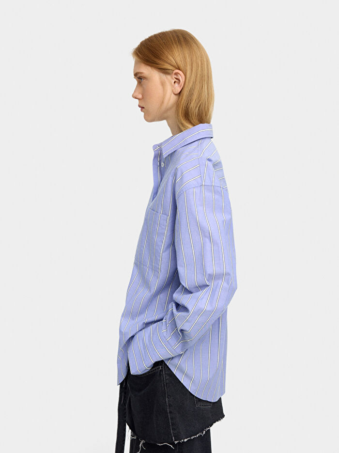 %100 Pamuk Çizgili Gömlek