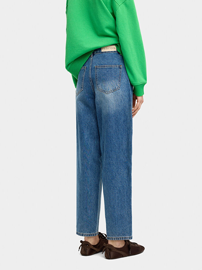 Yıkanmış Efektli Denim Pantolon