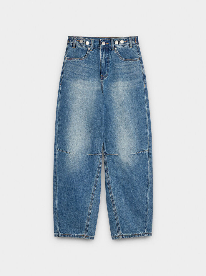 Yıkanmış Efektli Denim Pantolon