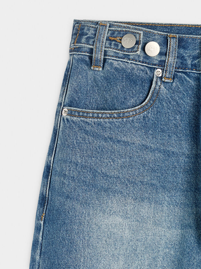 Yıkanmış Efektli Denim Pantolon