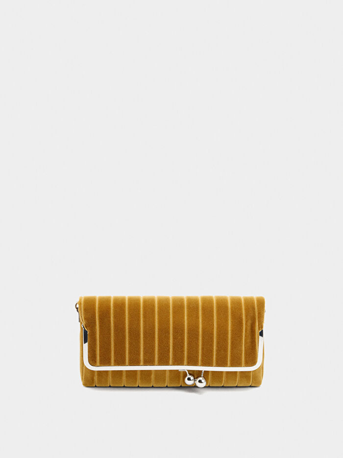 Kapaklı Nervürlü Parti Çantası