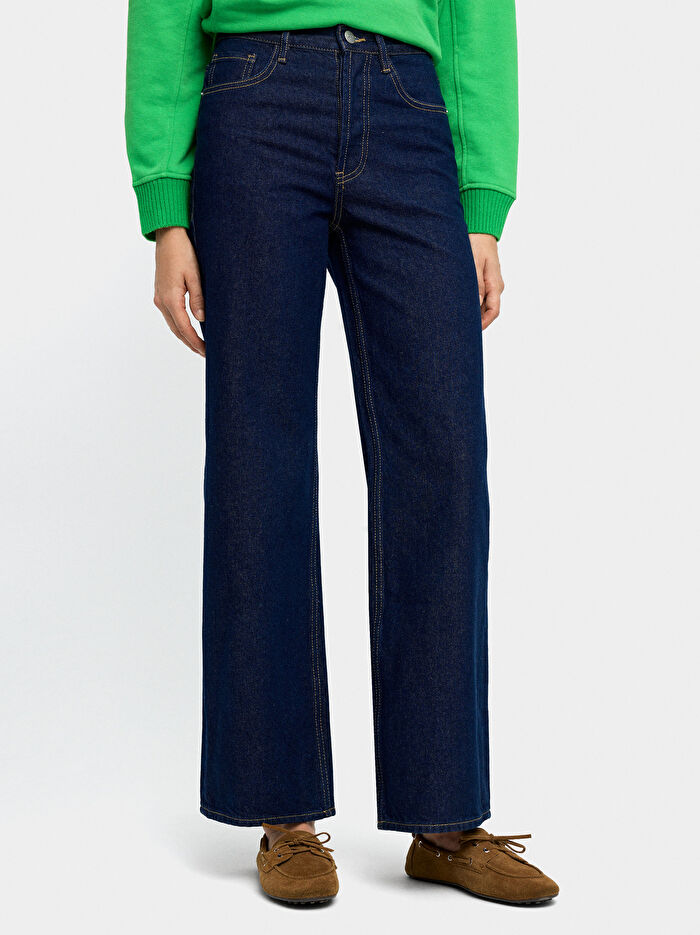 %100 Pamuklu Düz Denim Pantolon