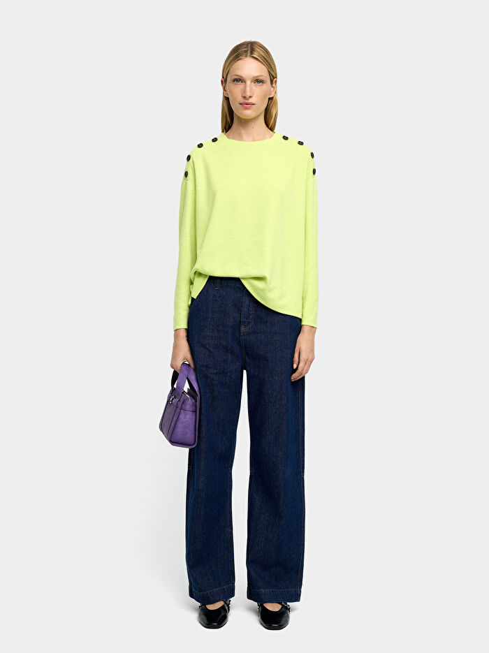 Düğme Detaylı Uzun Kollu Kazak