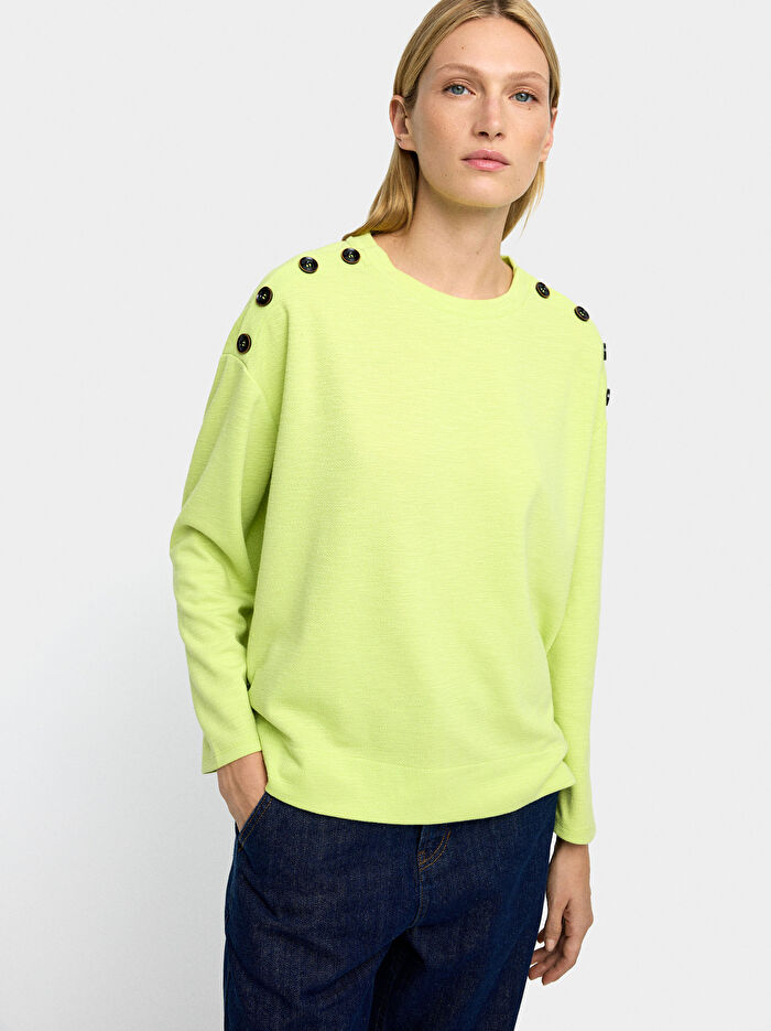 Düğme Detaylı Uzun Kollu Kazak