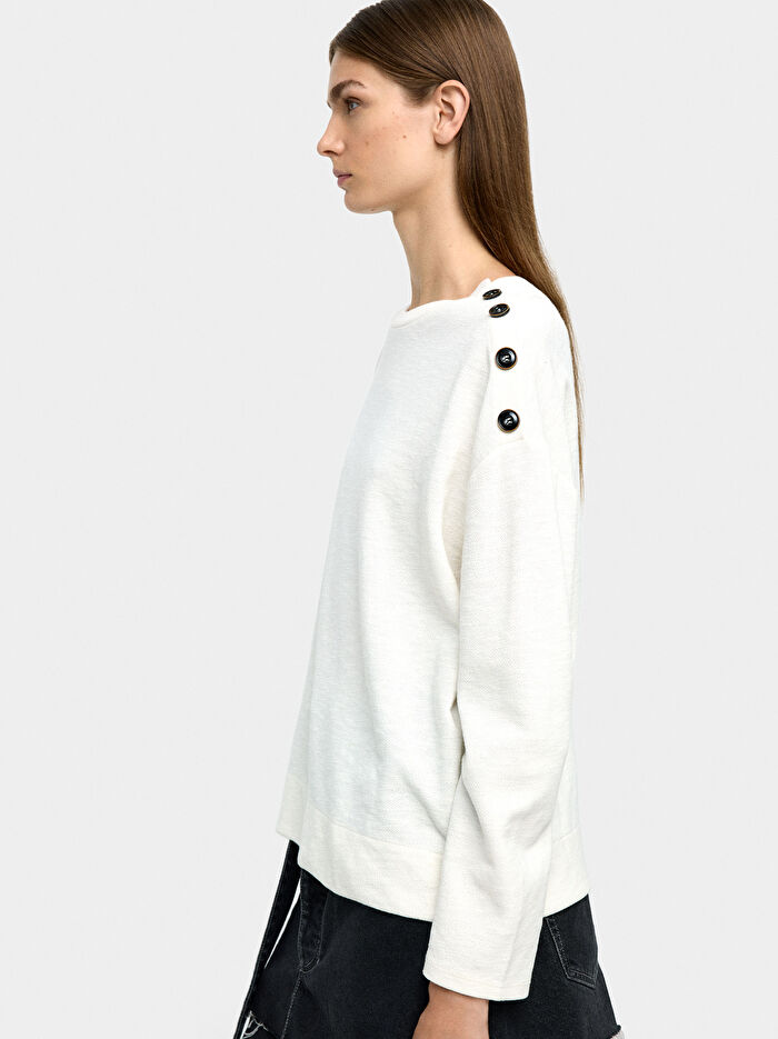 Düğme Detaylı Uzun Kollu Kazak