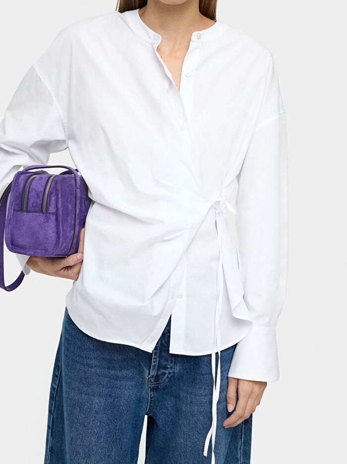 Drape Detaylı Gömlek %100 Pamuk