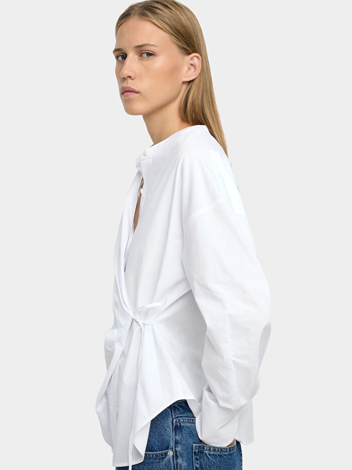 Drape Detaylı Gömlek %100 Pamuk