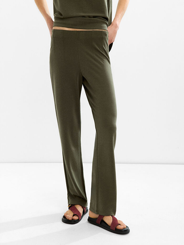 Elastik Bel Plise Pantolon