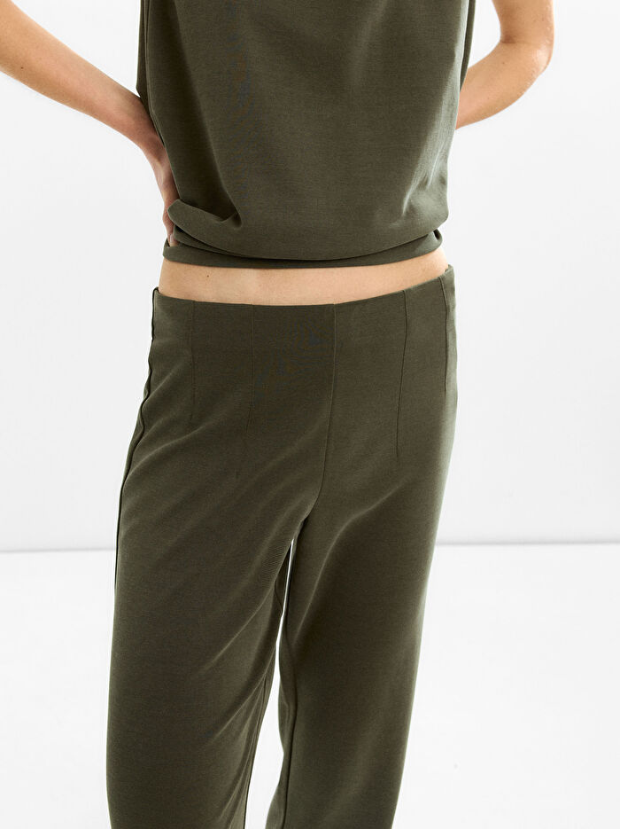 Elastik Bel Plise Pantolon