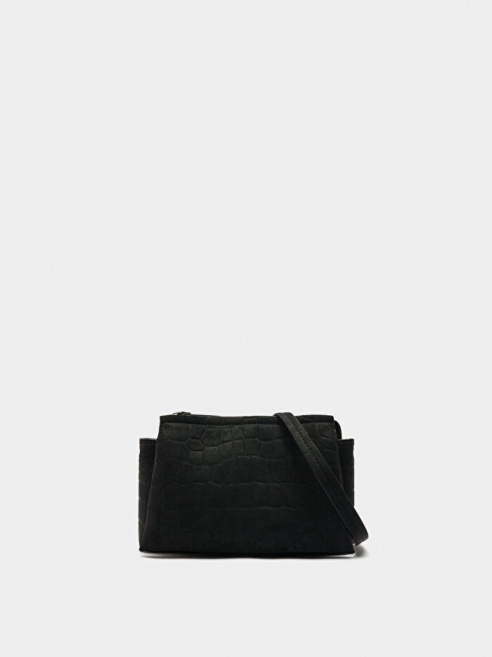 Deri Efektli Çapraz Çanta