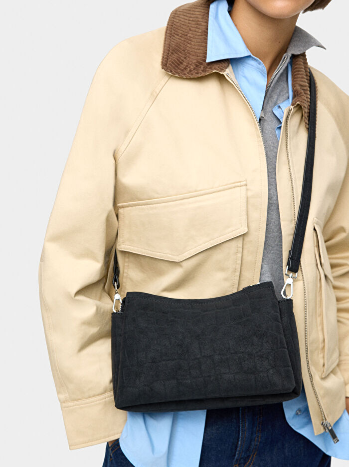 Deri Efektli Çapraz Çanta