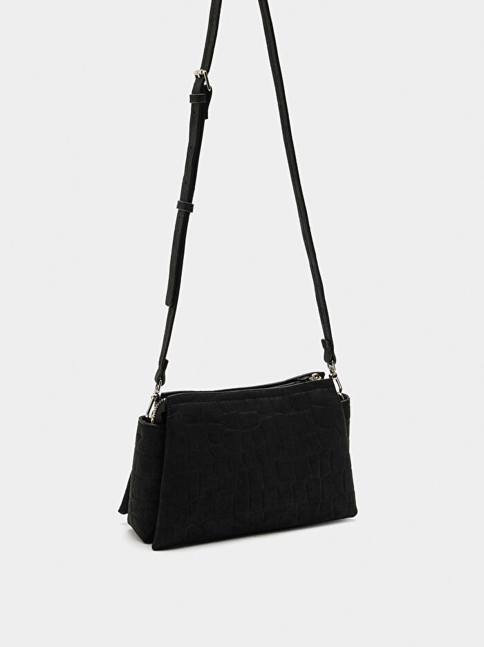 Deri Efektli Çapraz Çanta