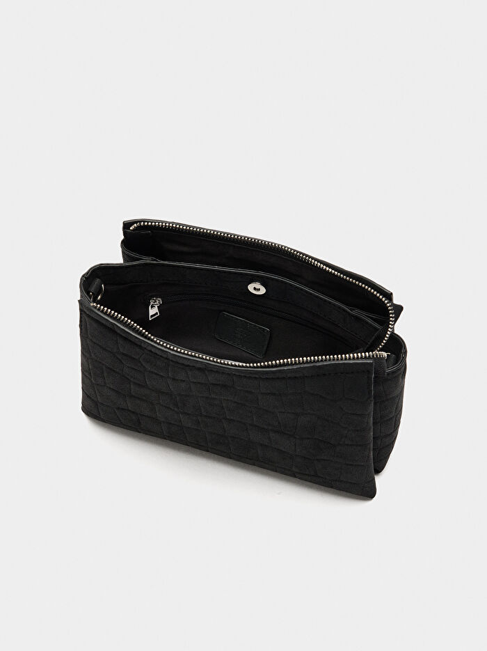 Deri Efektli Çapraz Çanta