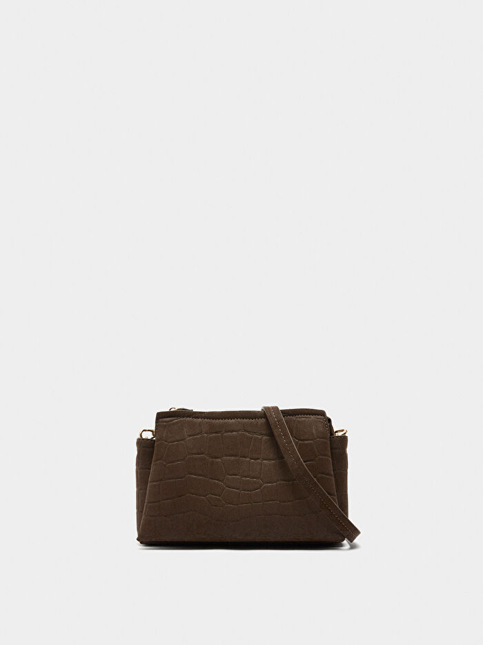 Deri Efektli Çapraz Çanta