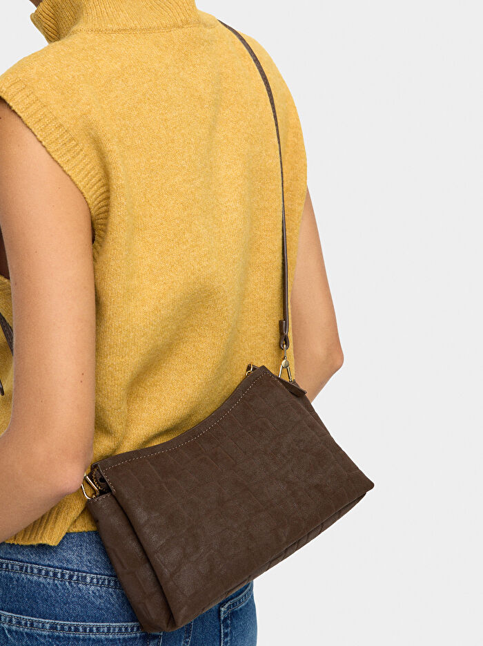 Deri Efektli Çapraz Çanta