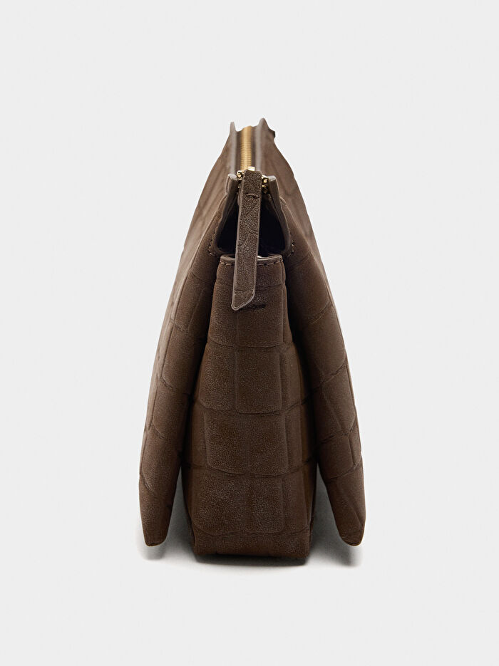 Deri Efektli Çapraz Çanta