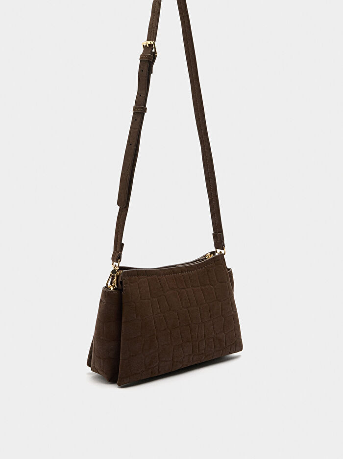 Deri Efektli Çapraz Çanta