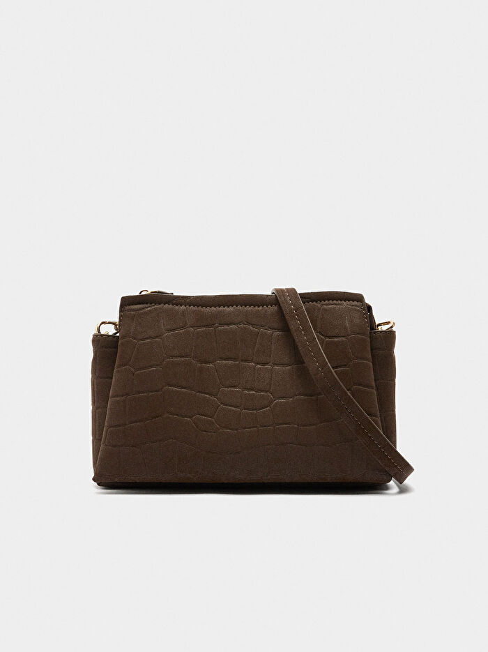 Deri Efektli Çapraz Çanta