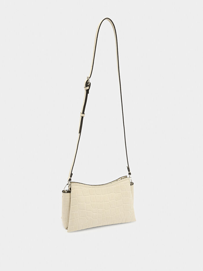 Deri Efektli Çapraz Çanta