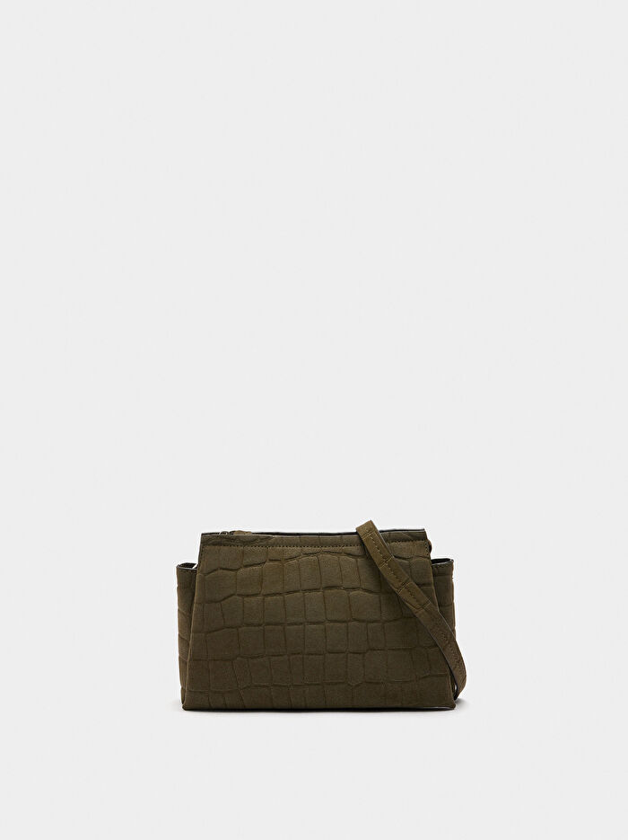 Deri Efektli Çapraz Çanta