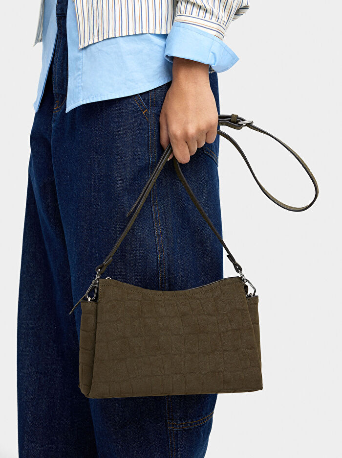 Deri Efektli Çapraz Çanta