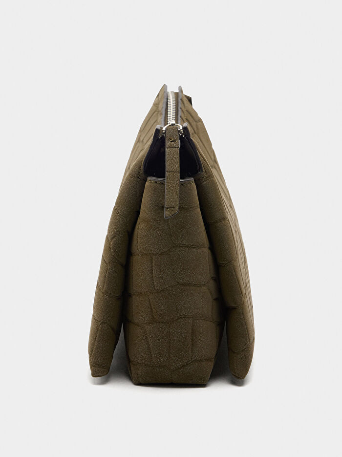 Deri Efektli Çapraz Çanta