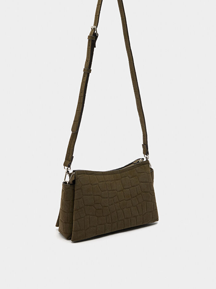 Deri Efektli Çapraz Çanta