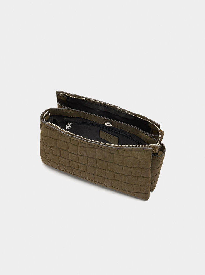 Deri Efektli Çapraz Çanta