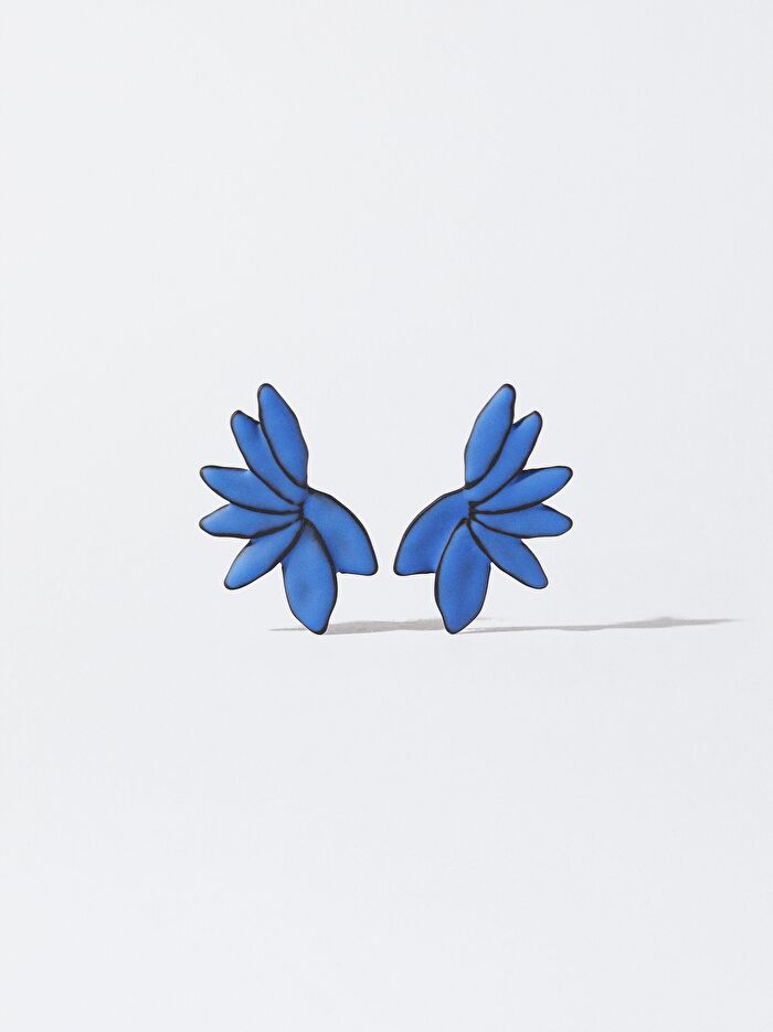 Çiçek Motifli Resin Küpe