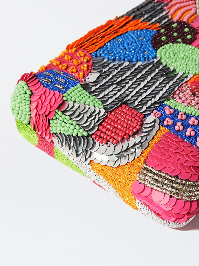 Boncuklu Party Clutch Çanta