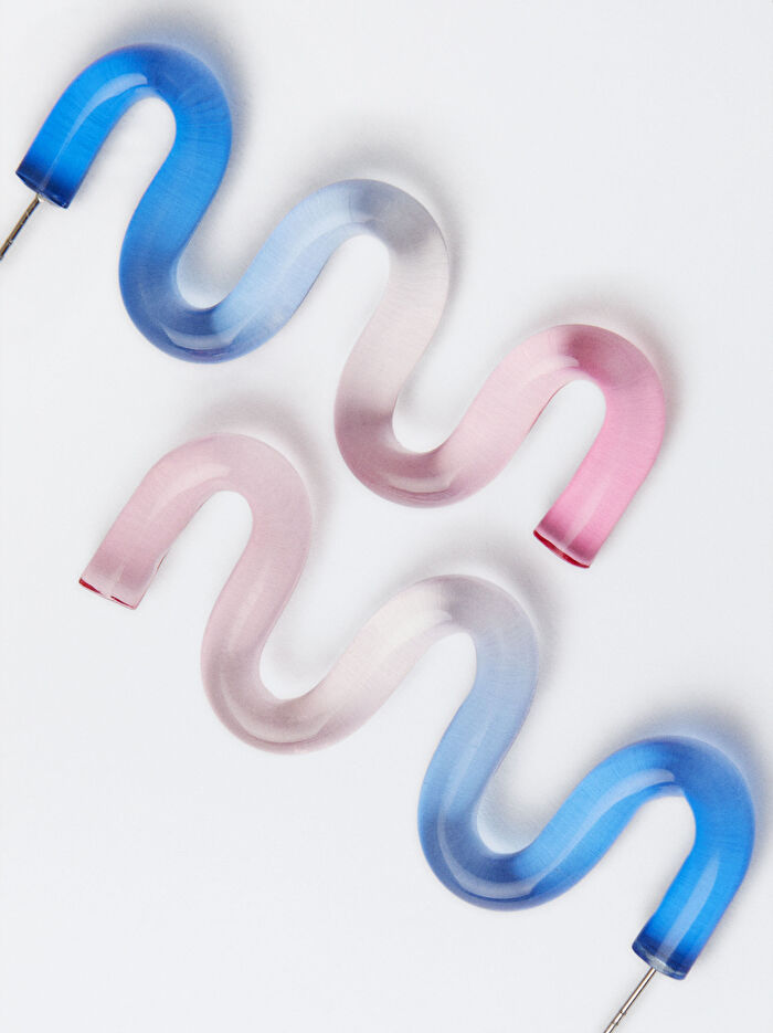 Dalga Motifli Uzun Küpe