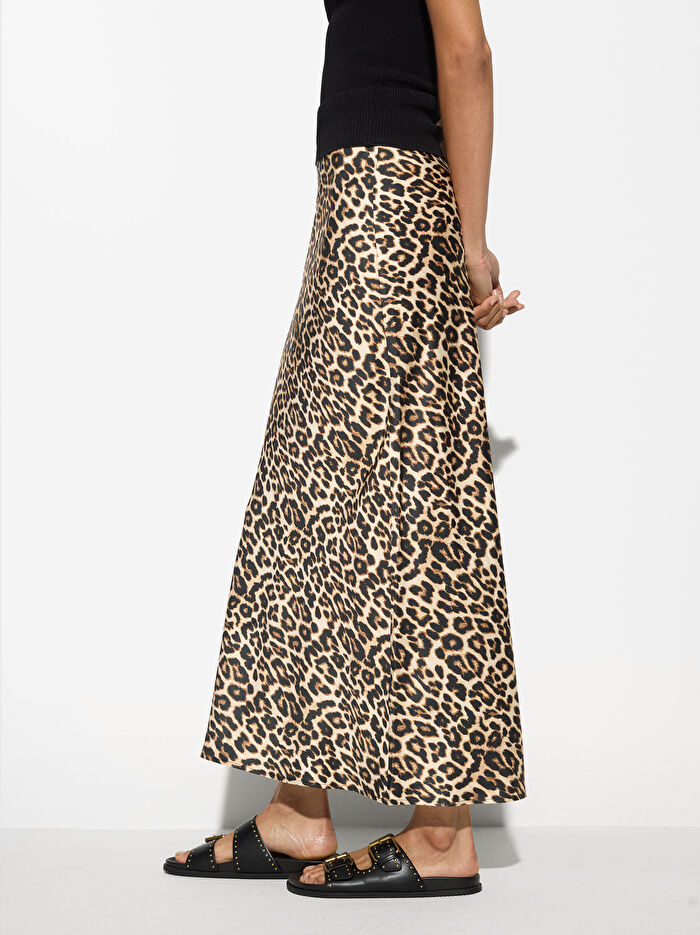 Leopar Desenli Etek