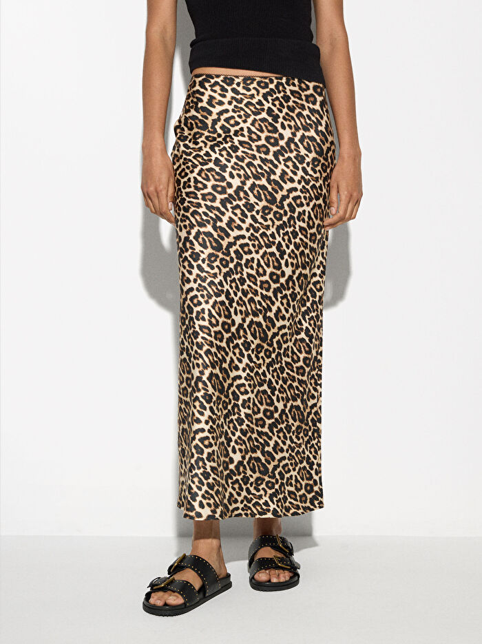 Leopar Desenli Etek