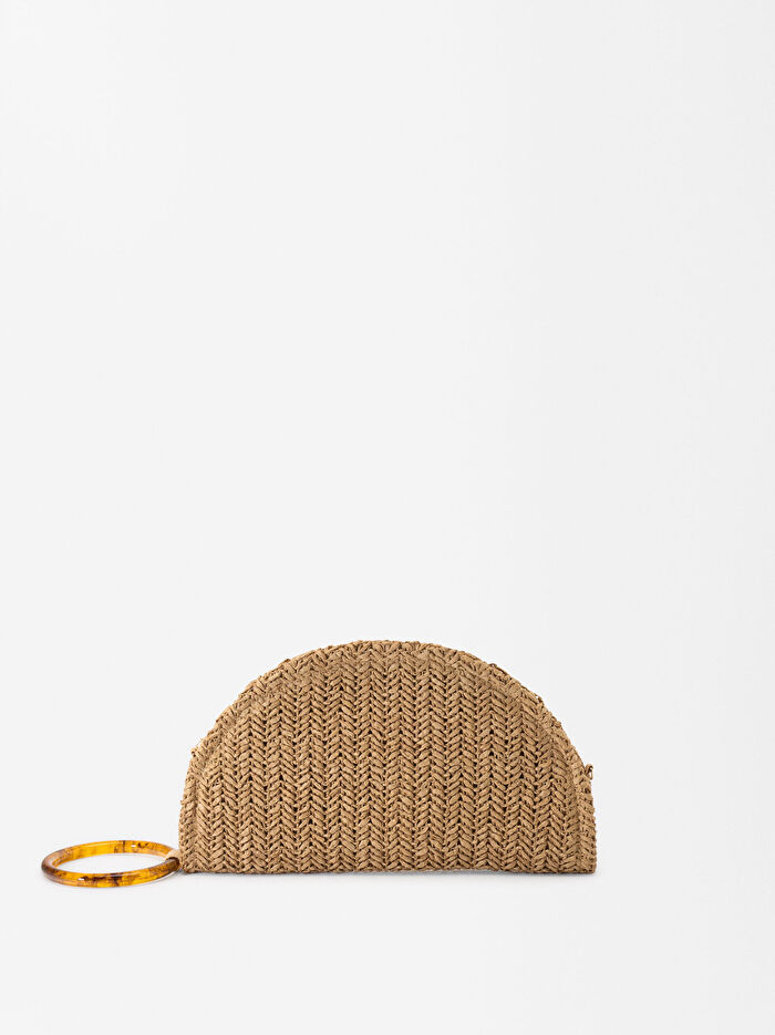 Hasır Efektli Party Clutch Çanta