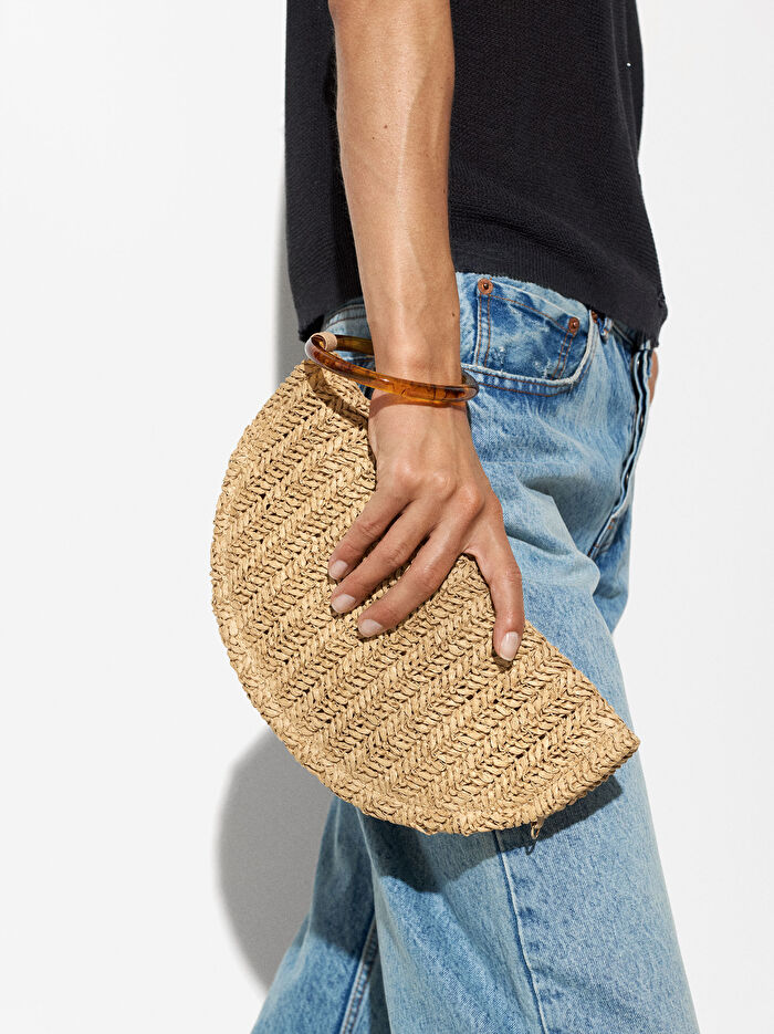 Hasır Efektli Party Clutch Çanta