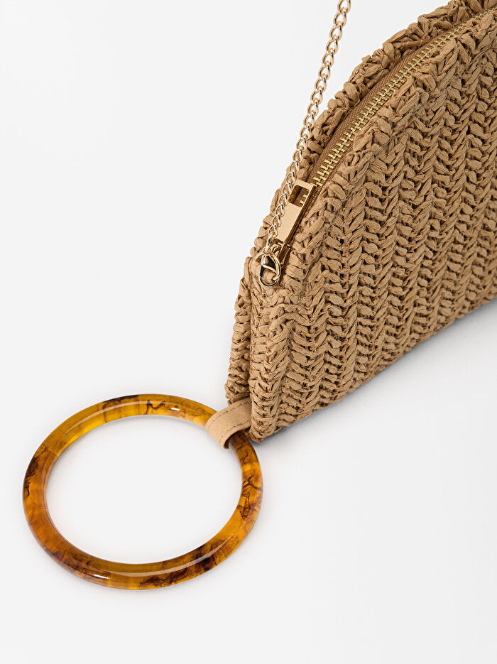 Hasır Efektli Party Clutch Çanta