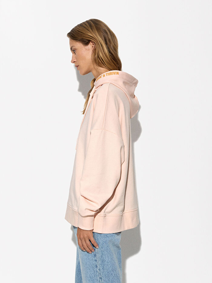 Nakış Detaylı Kapüşonlu Örme Sweatshirt