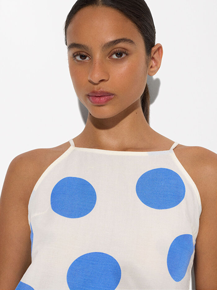 Puantiye Desenli Uzun Elbise