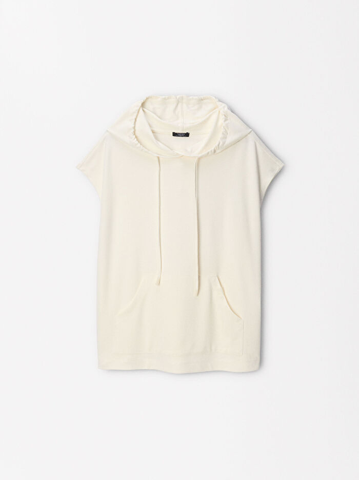Kapüşonlu Kolsuz T-Shirt
