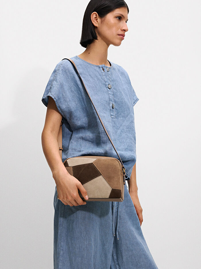 Patchwork Detaylı Deri Çapraz Çanta