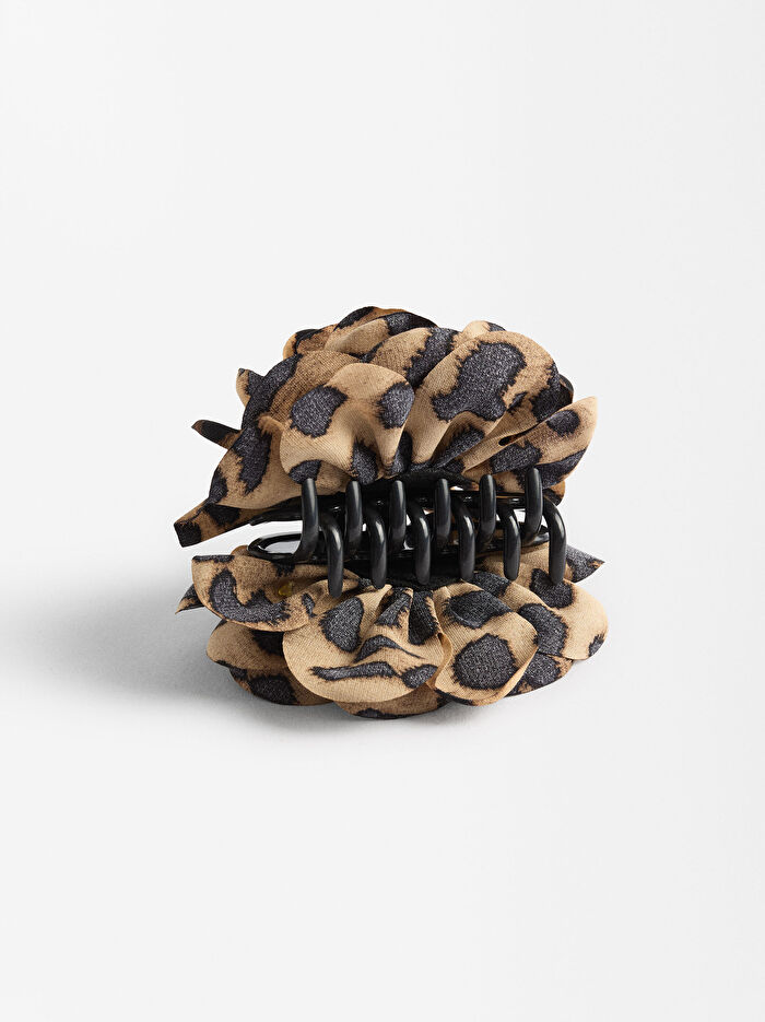 Leopar Desenli Klipsli Toka